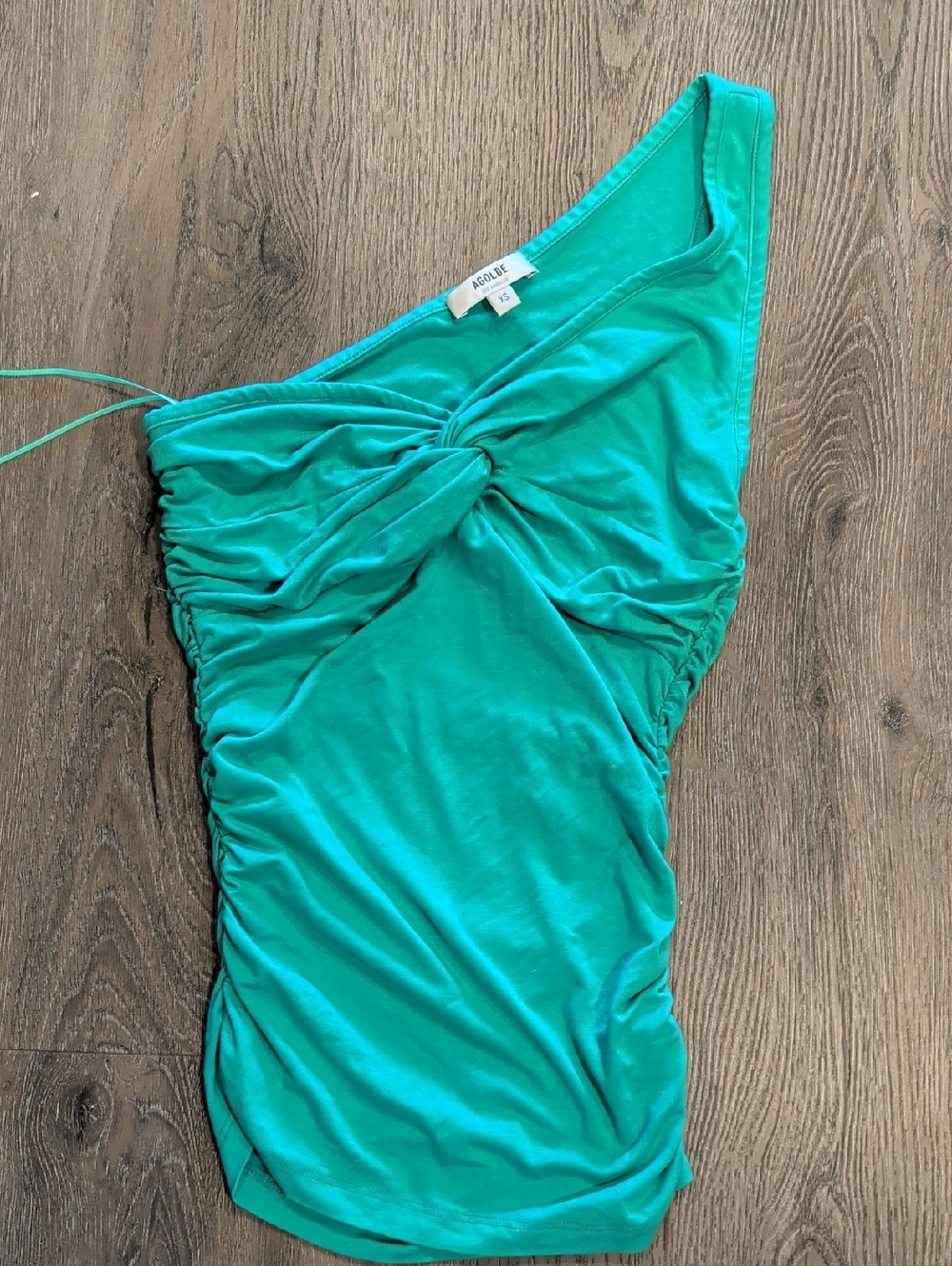 Agolde One-Shoulder Knot Tank Top in Teal